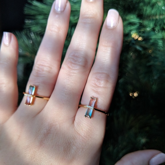 14k Elongated Emerald Watermelon Tourmaline Ring - Picture 5 of 7